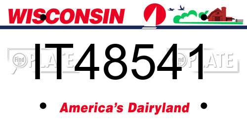 IT48541 Wisconsin License Plate