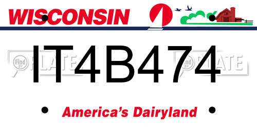 IT4B474 Wisconsin License Plate