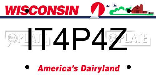 IT4P4Z Wisconsin License Plate