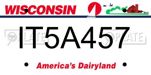 IT5A457 Wisconsin License Plate