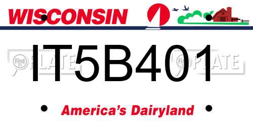 IT5B401 Wisconsin License Plate