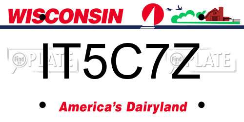 IT5C7Z Wisconsin License Plate