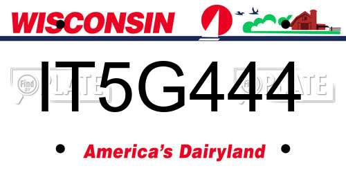 IT5G444 Wisconsin License Plate