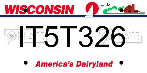 IT5T326 Wisconsin License Plate