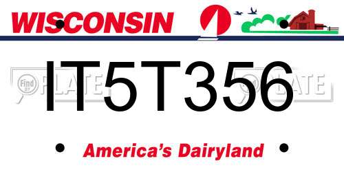IT5T356 Wisconsin License Plate