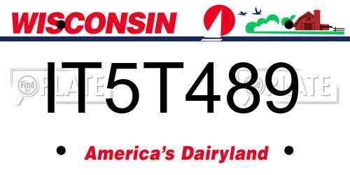 IT5T489 Wisconsin License Plate