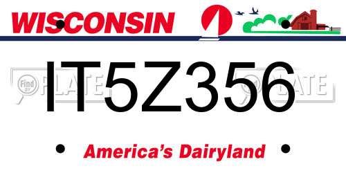 IT5Z356 Wisconsin License Plate