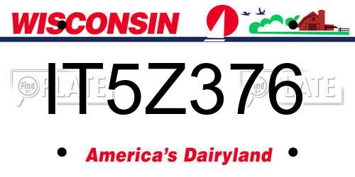 IT5Z376 Wisconsin License Plate