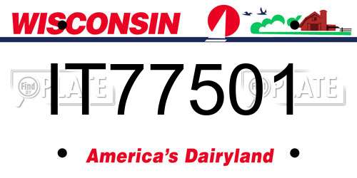 IT77501 Wisconsin License Plate