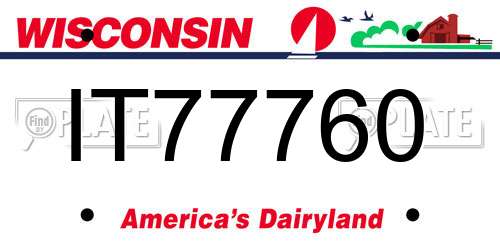 IT77760 Wisconsin License Plate