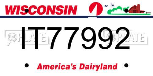 IT77992 Wisconsin License Plate