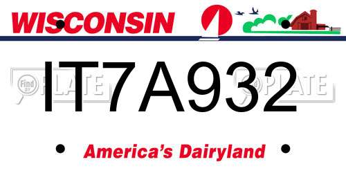 IT7A932 Wisconsin License Plate
