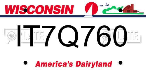 IT7Q760 Wisconsin License Plate