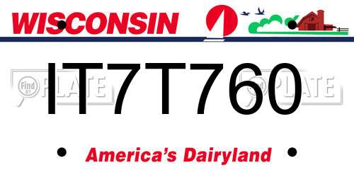 IT7T760 Wisconsin License Plate