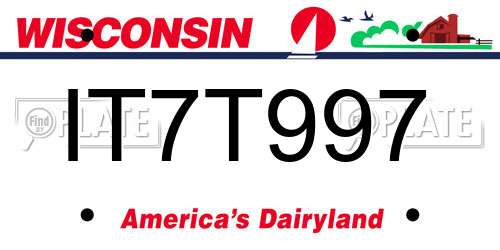 IT7T997 Wisconsin License Plate