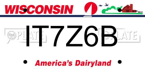 IT7Z6B Wisconsin License Plate