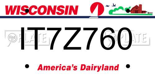 IT7Z760 Wisconsin License Plate