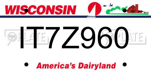 IT7Z960 Wisconsin License Plate