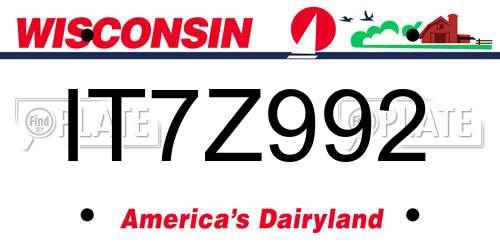 IT7Z992 Wisconsin License Plate