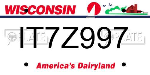IT7Z997 Wisconsin License Plate