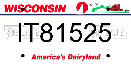 IT81525 Wisconsin License Plate