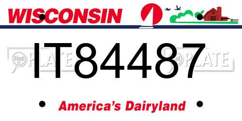 IT84487 Wisconsin License Plate