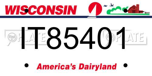 IT85401 Wisconsin License Plate