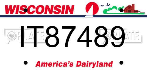 IT87489 Wisconsin License Plate