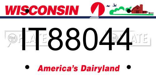 IT88044 Wisconsin License Plate
