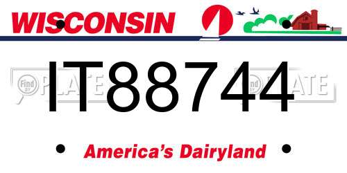 IT88744 Wisconsin License Plate