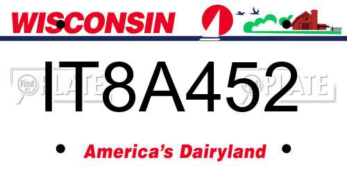 IT8A452 Wisconsin License Plate