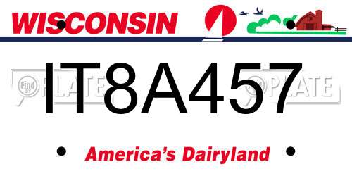 IT8A457 Wisconsin License Plate