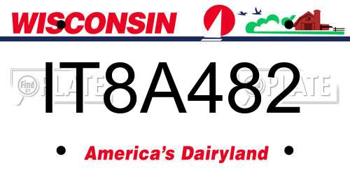 IT8A482 Wisconsin License Plate