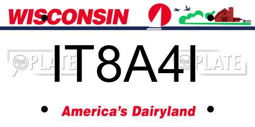 IT8A4I Wisconsin License Plate