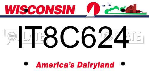 IT8C624 Wisconsin License Plate