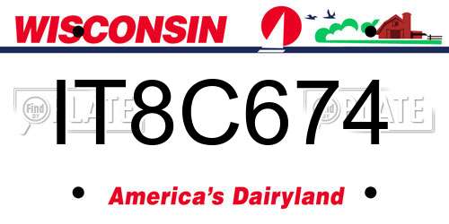 IT8C674 Wisconsin License Plate