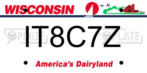 IT8C7Z Wisconsin License Plate