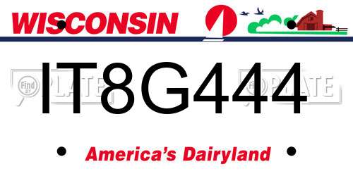 IT8G444 Wisconsin License Plate