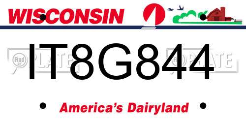 IT8G844 Wisconsin License Plate