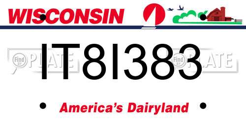 IT8I383 Wisconsin License Plate