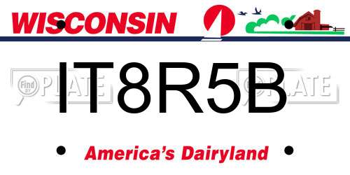 IT8R5B Wisconsin License Plate