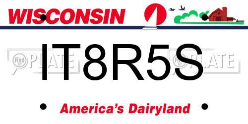 IT8R5S Wisconsin License Plate