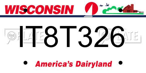 IT8T326 Wisconsin License Plate