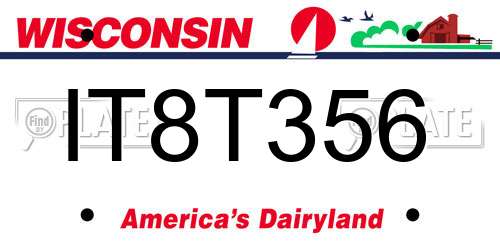 IT8T356 Wisconsin License Plate