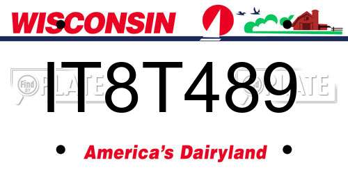 IT8T489 Wisconsin License Plate