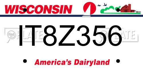 IT8Z356 Wisconsin License Plate
