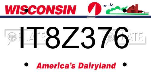 IT8Z376 Wisconsin License Plate