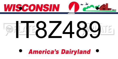 IT8Z489 Wisconsin License Plate