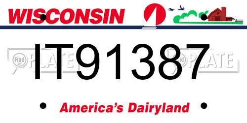 IT91387 Wisconsin License Plate