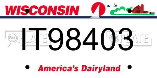 IT98403 Wisconsin License Plate